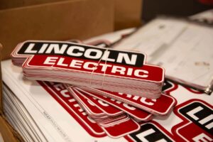 Lincoln Electrical labels stacked