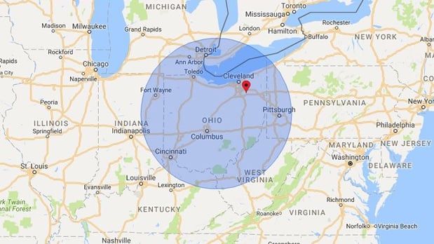 map surrounding cleveland